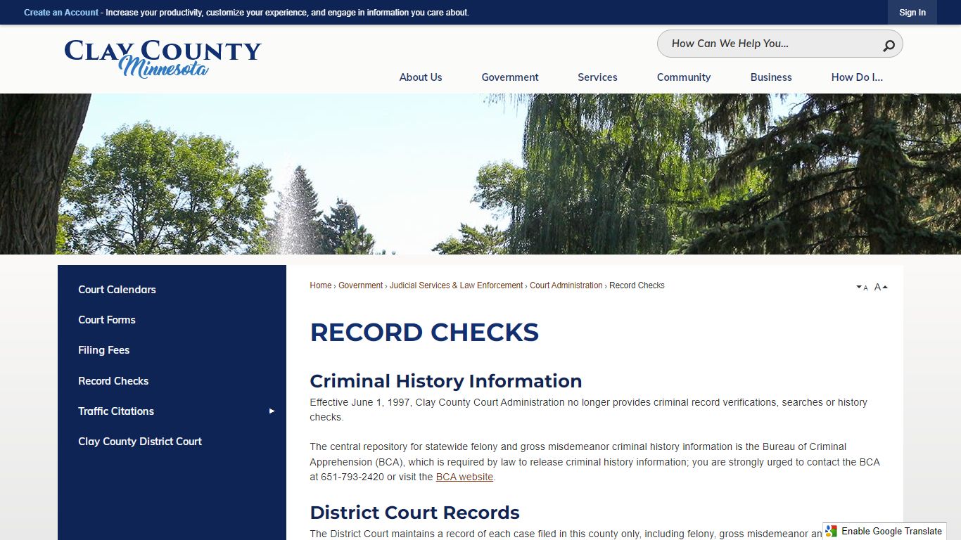 Record Checks | Clay County, MN - Official Website