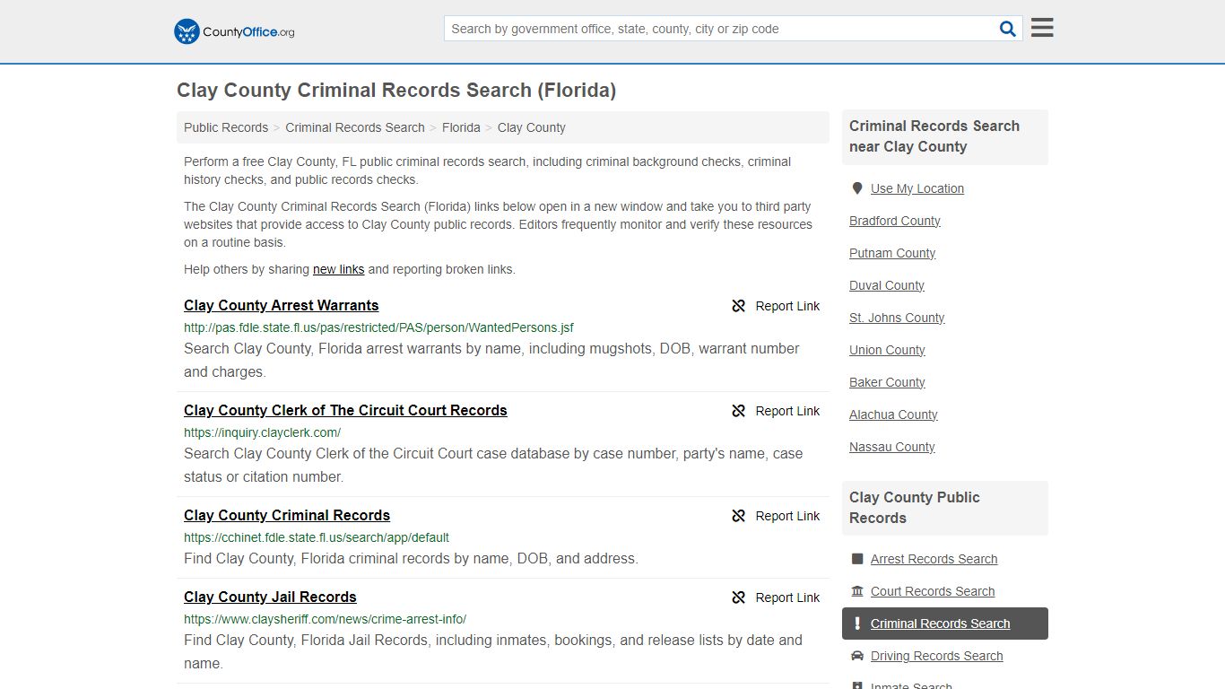 Criminal Records Search - Clay County, FL (Arrests, Jails & Most Wanted ...